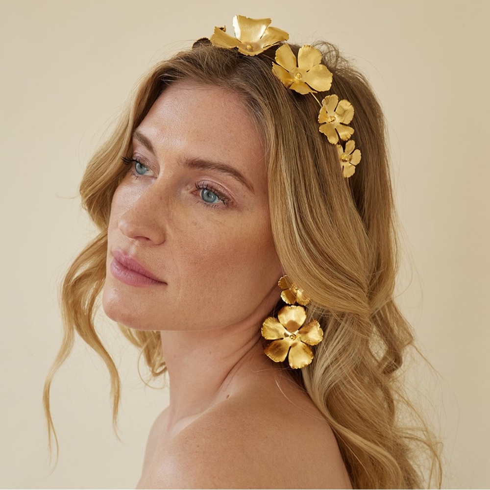 Gold Floral Headband - Women's Hair Accessory